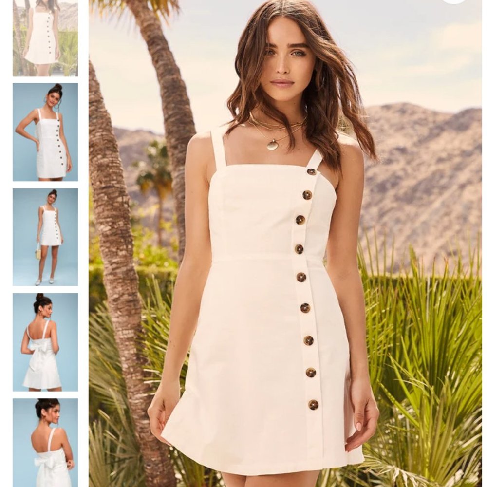 Lulu's Cream Button-Front Mini Dress
